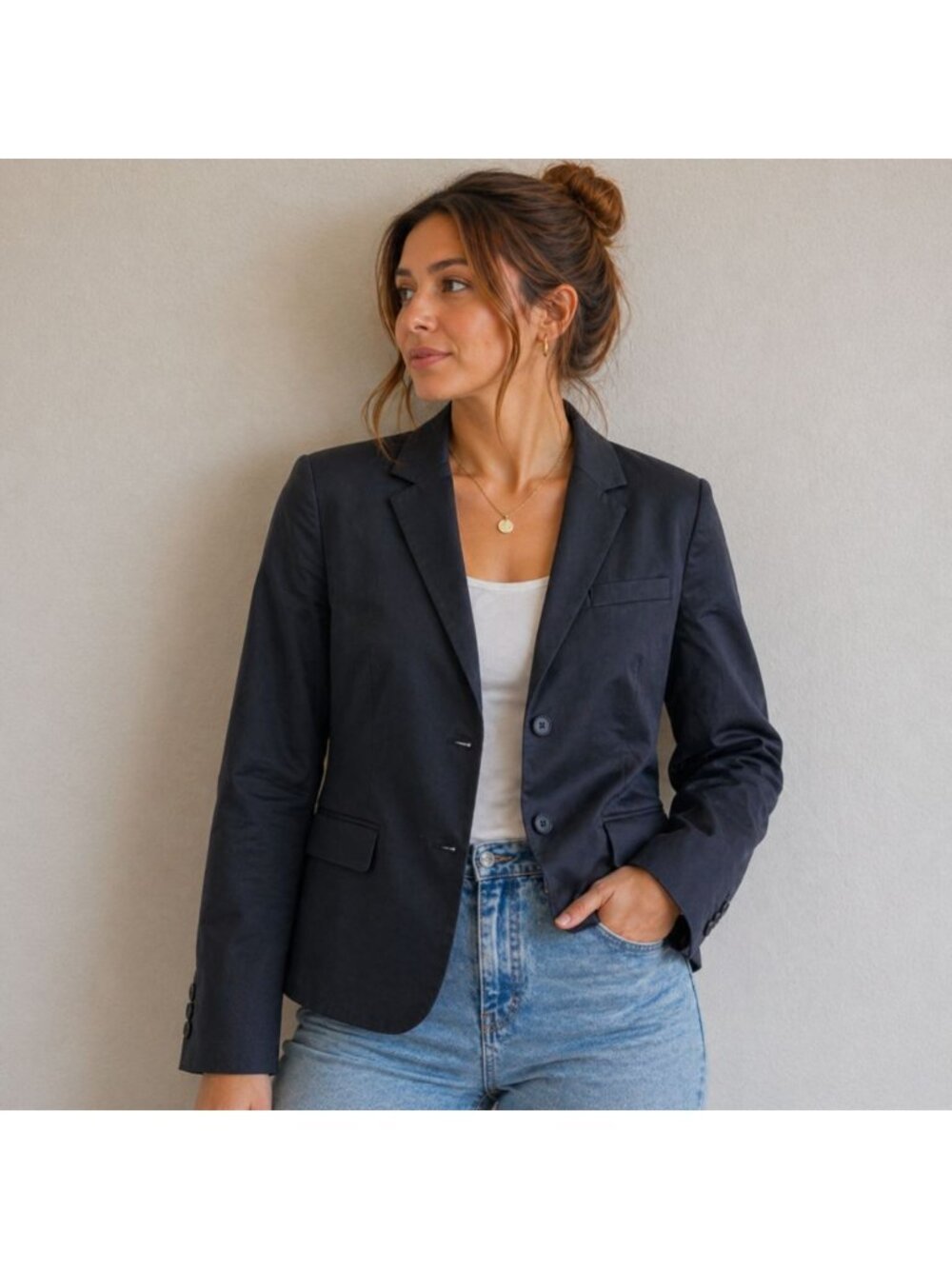 Norma Kamali Black Blazer Jacket Women’s Size 6 Tailored Stretch Classic Chic